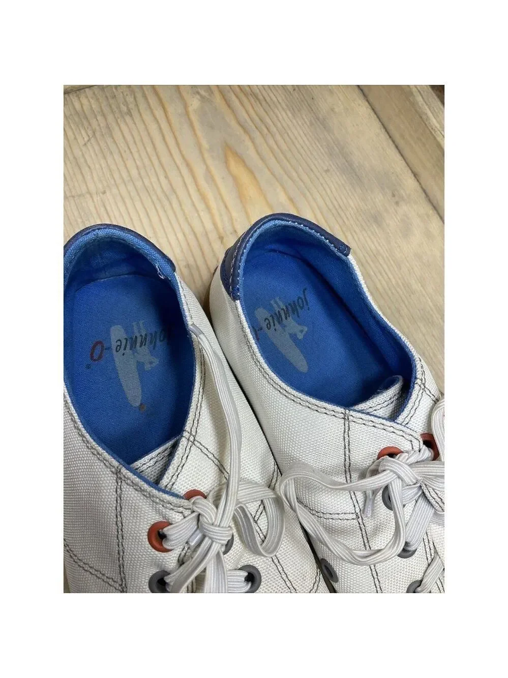 𝅺JOHNNIE-O Sail Away Sneakers White Canvas Men’s Size 8 Rubber Toe Preowned - Picture 4 of 9